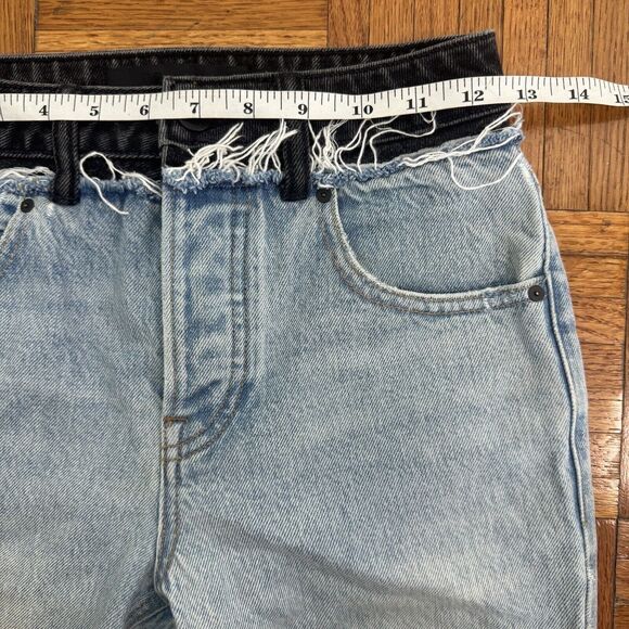 Alexander Wang Women’s Sz 24 Blue and Black Cult Duo Straight Leg Crop Jeans - Picture 9 of 16